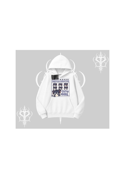 Tarzsokak Kapşonlu Sweatshirt Twitch Emotes Cute Girl Anime Expression Beyaz