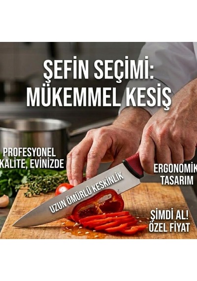 Profesyonel Kasap Bıçağı, Paslanmaz Çelik, Ergonomik Kaymaz Sap, 28 Cm, Şef Bıçağı Çok Renkli