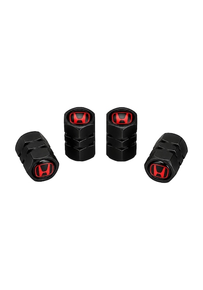 Honda Logo Baskılı Universal Sibop Kapağı Seti - Siyah & Kırmızı 4 Adet