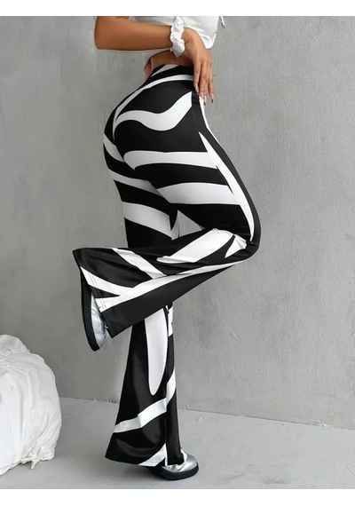Kadın Yüksek Bel Zebra Desenli Dalgıç Tayt
