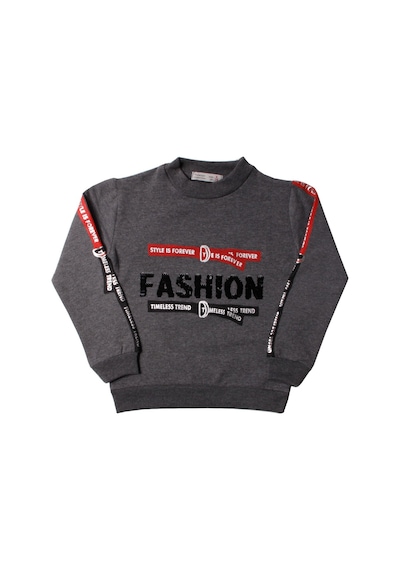 Toontoy Kız Çocuk Sweatshirt Kollari Şeritli Pullu Fashion Nakış Antrasit Melanj Toontoy Kız Çocuk Sweatshirt Kollari Şeritli Pullu Fashion Nakış Antrasit Melanj