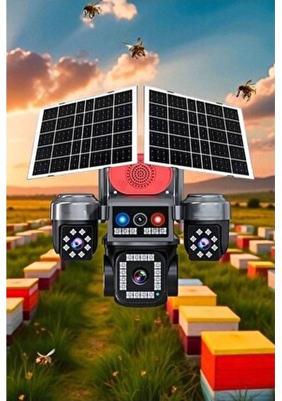 4 Kameralı E-sım Güneş Enerjili Güvenlik Kamerası Çift Güneş Paneli, Sım Kartlı Aov Akıllı Kamera