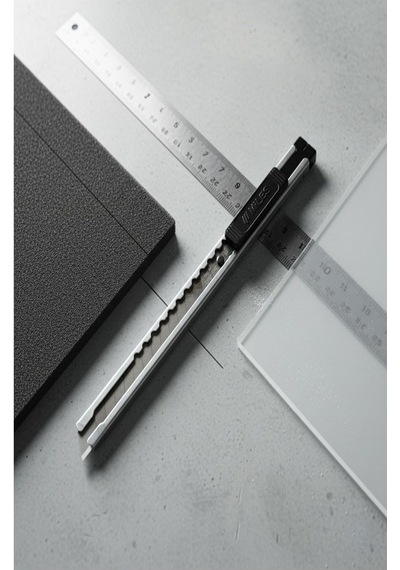 Maket Bıçağı 9mm Metal Cep Boy Falçata Kaymaz Kilitli 9mm Bıçaklı Paslanmaz Dar Maket Bıçağı Metal Küçük Boy Falçata