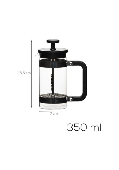 Smartpan Bv008 French Press Paslanmaz Çelik Süzgeçli Cam Bitki Çayı Demliği Kahve Presi - 350 Ml Siyah Diğer