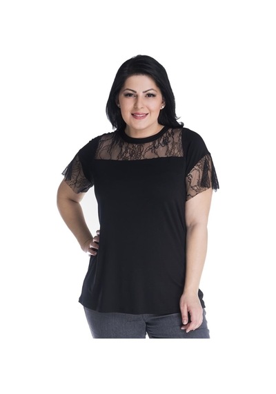 Myline Önü Ve Kolları Dantel Detaylı Tişört