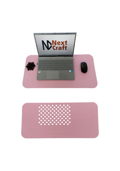 Keçe Bilgisayar Mouse Pedi Masa Üstü Düzenleyici Mat 70x32 Cm Pembe Açık