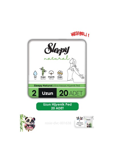 Sleepy Natural Ultra Hassas Hijyenik Ped Uzun 20 Adet Ped Ve Rosıe