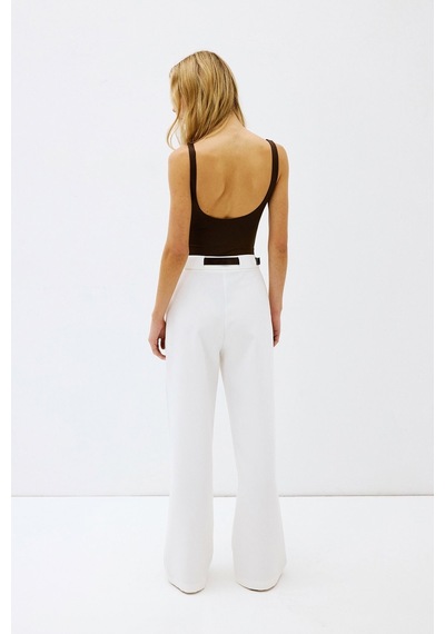 Vatkalı V Yaka Bodysuit-20483 Kahverengi