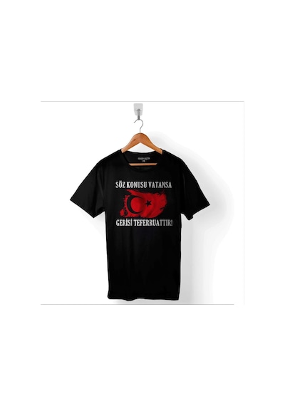 Söz Konusu Vatansa Gerisi Teferruattır Türkiye Baskılı Tişört Unisex T-shirt 001