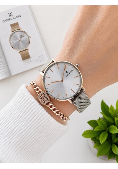 Daniel Klein 2 Yıl Garantili Hasır Çelik Kordon 3 Atm Suya Dayanıklı Kadın Kol Saati Hs12809.6 Rose Gold