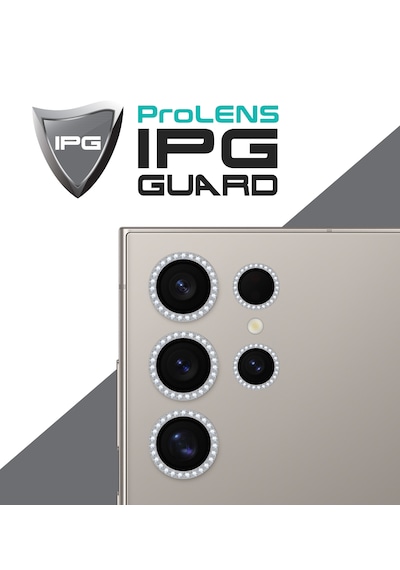 Galaxy Uyumlu S24 Ultra Ipg Kamera Lens Koruyucu Taşlı - Gümüş
