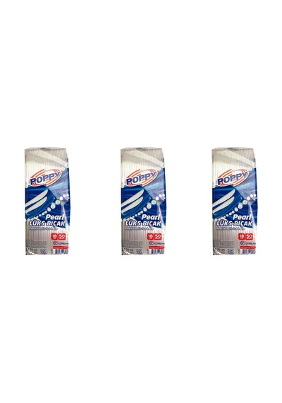 Poppy Plastik Lüks Tek Kullanımlık Bıçak- 18 Cm. - Şeffaf - 50 Adetlik 3 Paket Şeffaf