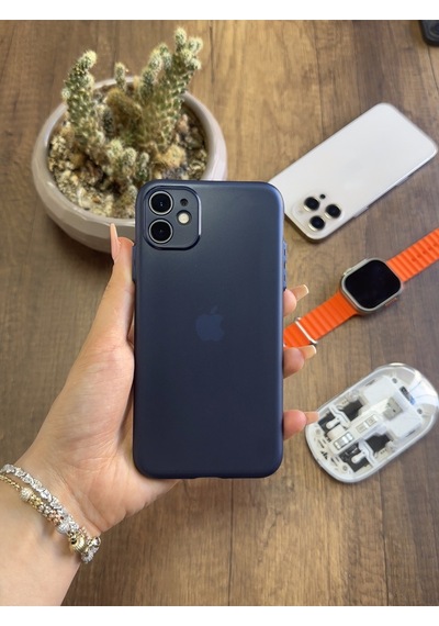 Apple iPhone 11 Uyumlu Süper İnce Mat Ultra Thin Silikon Kılıf Lacivert