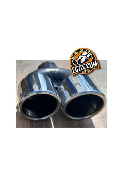 90 Mm Çift Çıkış Eşit Yuvarlak Verev Kesim Krom Sessiz Egzoz Ucu Eksoz Çıkışı 1 Adet