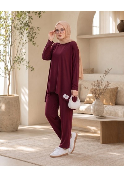 Unika Boutique Kadın Arma Detaylı Salaş İkili Takım bordo