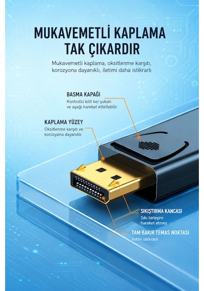 Displayport Dp Erkek - Hdmı Dişi Dönüştürücü Adaptör, 4k 60hz Ultra Hd Görüntü Ve Ses Aktarım Çevirici, Bilgisayar Monitör Tv Projektör Uyumlu, Altın Kaplama S271