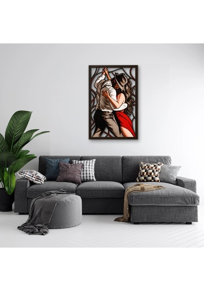 Tutkulu Tango Kucaklaşması Metal Tablo 63x95 Cm Çok Renkli