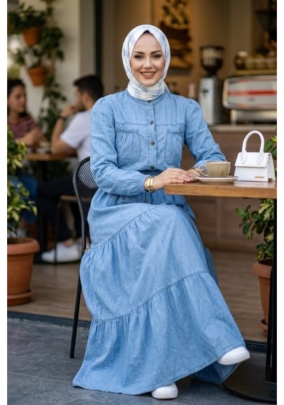 Hb Harma Time Butik Kadın Düğmeli Cep Detaylı Beli Bağcıklı Açık Kot Mavi Elbise Açık Mavi Hb Harma Time Butik Kadın Düğmeli Cep Detaylı Beli Bağcıklı Açık Kot Mavi Elbise Açık Mavi
