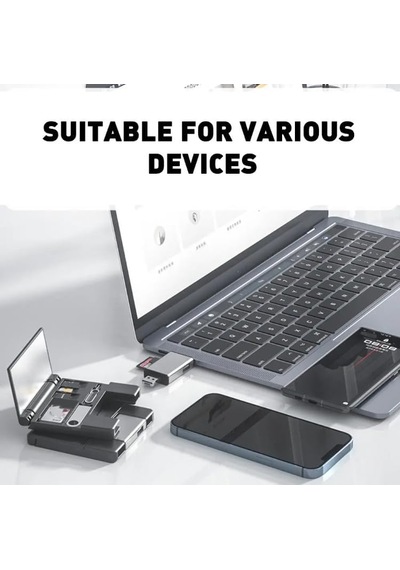 Çok İşlevli 7in1 Otg Usb Kart Okuyucu Usb Type-c Usb C Adaptörü Tf Sd Sim Kart Pin Saklama Kutusu İçin Laptop Aksesuarları Zr592