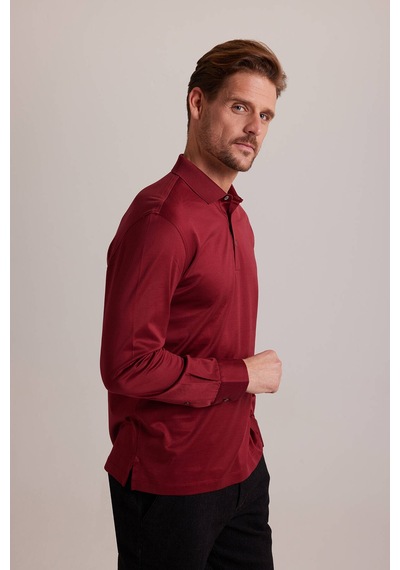 Ysf Erkek Bordo Polo Yaka Sweatshirt