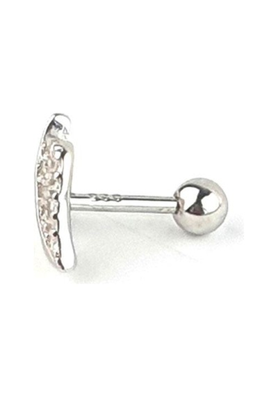 Zirkon Taş Detaylı 925ayar Gümüş Yaprak Figürlü Tragus Helix Kikirdak Piercing Gümüş