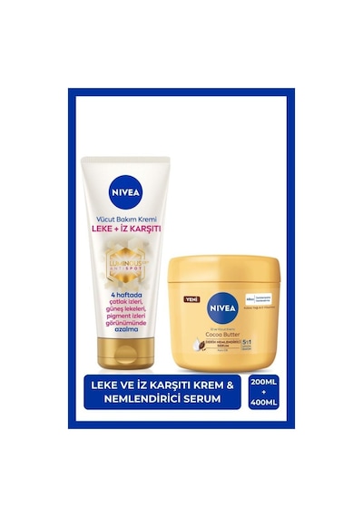 Luminous630 Leke Karşıtı Vücut Bakım Kremi 200ml Ve Cocoa Butter Nemlendirici Krem 400ml