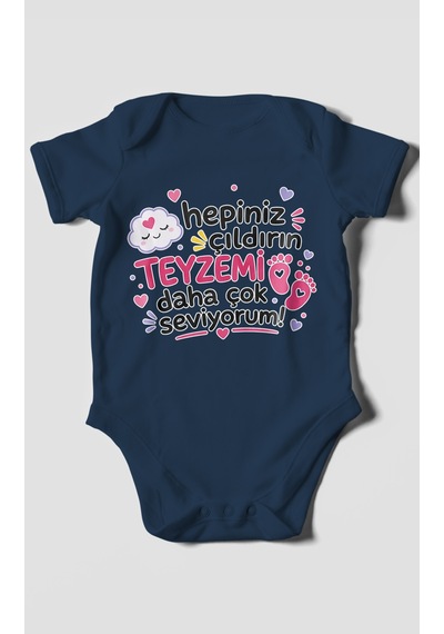 Morivokids Teyzeye Özel Kısa Kollu Bebek Body %100 Pamuk Zbn198-kk Lacivert