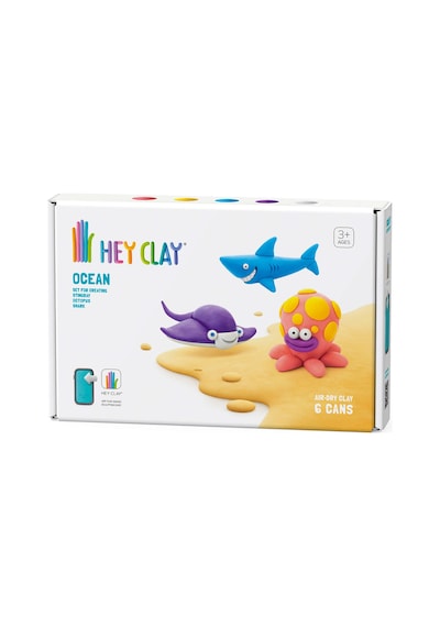 Hey Clay Hava İle Kuruyan Kil 6'lı Kutu - Okyanus Köpekbalığı, Ahtapot, Vatoz