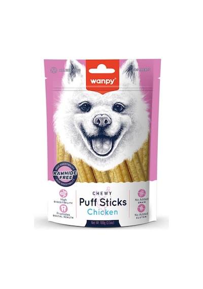 Wanpy Chewy Puff Sticks Tahılsız Tavuklu Köpek Ödül Maması 100gr