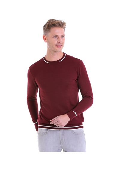 Hatemoğlu A Bordo Regular Fit Desenli Bisiklet Yaka Triko Yün Kazak Bordo Hatemoğlu A Bordo Regular Fit Desenli Bisiklet Yaka Triko Yün Kazak Bordo