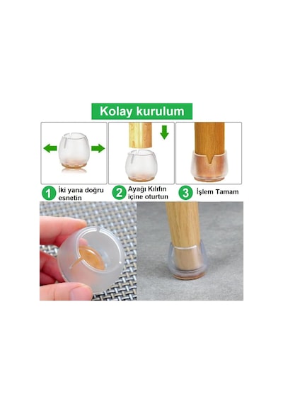 Tarix Sandalye Pabucu,masa,koltuk,tabure Ayak Kılıfı 8 Adet Small Çok Renkli