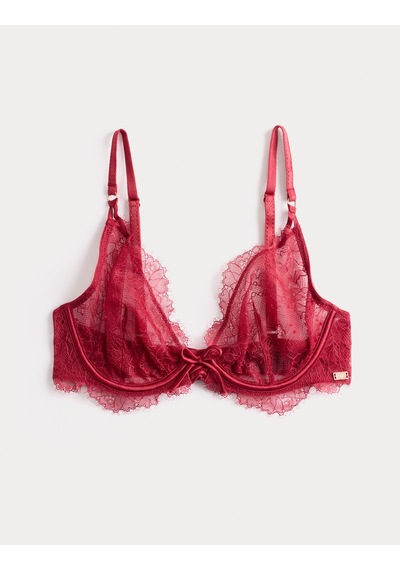 Marks & Spencer Dantelli Destekli Plunge Sütyen T81006844D Kırmızı