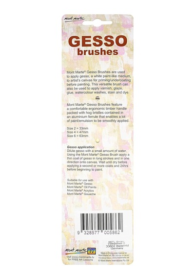 Gesso Boya Fırçası Seti, 3 Fırça Seti, 2, 4 Ve 6 Boylarında, Düz Fırçalar, Gesso, Akrilik, Yağlı Boya, Sulubo