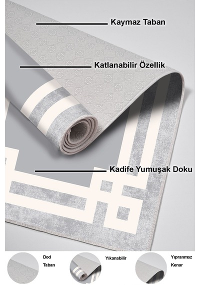Dekoreko Kaymaz Taban Djt Mutfak Halısı Trend Modern 657m gri