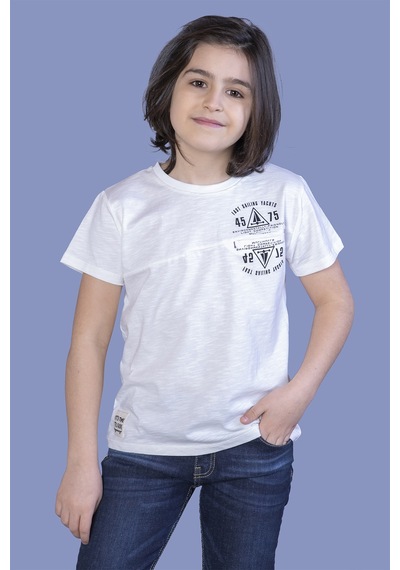 Toontoy Kids Toontoy Erkek Çocuk Çizgili Cepli Tişört Ekru