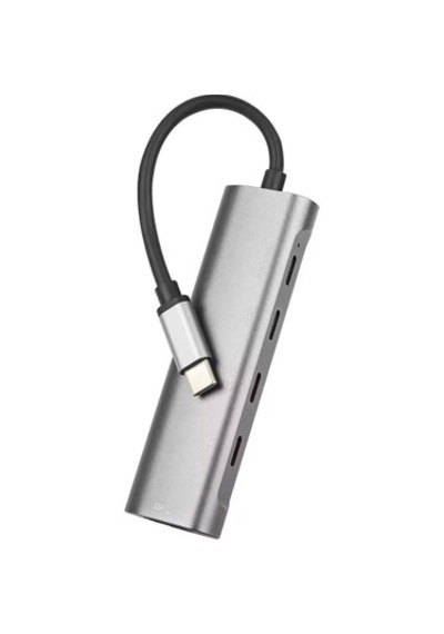Type-c 4 Port Type-c Dişi Çoklayıcı + Usb 3.0 10gbps Data Pd 60w Hızlı Şarj Alüminyum Kasa Otg Destekli