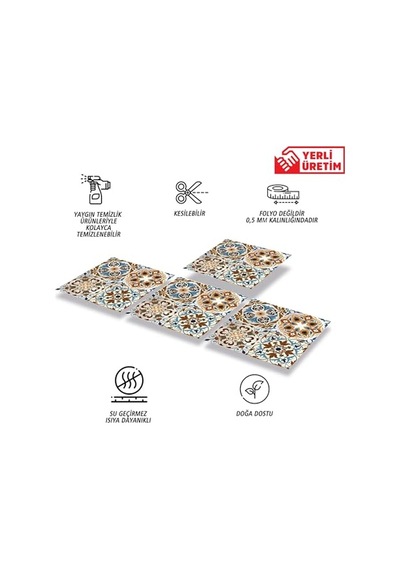 Yapışkanlı Kaplama Çıkartması Duvar Zemin Kaplama Solo Fas Desenli Pvc 30x30 Cm 11 Adet 1 M² Genel