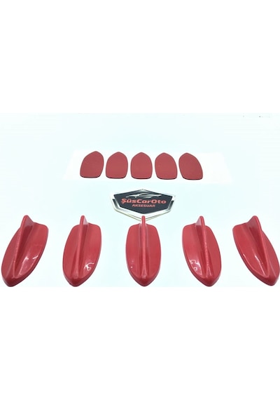 Şüscar 5 Li Mini Shark Balina Anten Seti Balık Sırtı Süs Anten Kırmızı