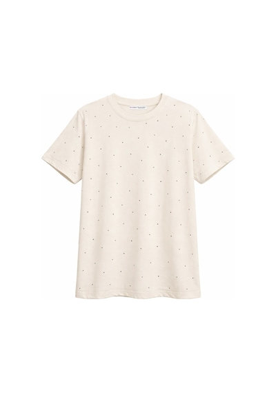 Mixray 2057 Kadın %100 Pamuk Bisiklet Yaka Taş Detaylı T-shirt Taş