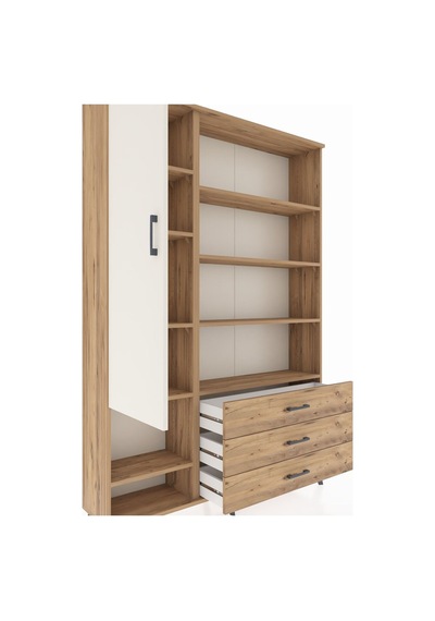 Arges Dolap 9 Raflı 3 Çekmeceli Tek Kapaklı 132x30x195 Çam-aytaşı/çam Aytası/atlas Çam Arges Dolap 9 Raflı 3 Çekmeceli Tek Kapaklı 132x30x195 Çam-aytaşı/çam Aytası/atlas Çam