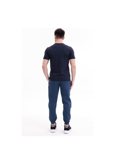 Rowinger 30/1 Süprem Kumaş Bisiklet Yaka Logo Baskılı Kısa Kollu Erkek Tişört Navyblue