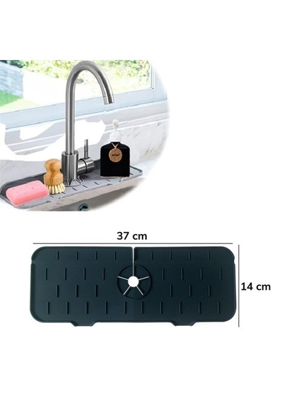 Lavabo İçin Silikon Esnek Mat Musluk Sapı Damlama Tutucu Raf Mutfak Tezgahı Sıçrama Koruma Standart