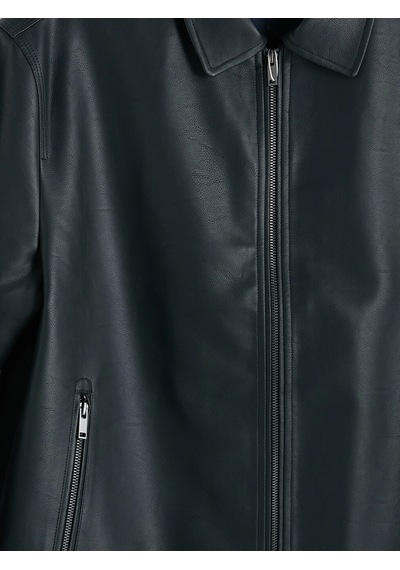 LC Waikiki Southblue Siyah Regular Fit Erkek Deri Görünümlü Ceket New Blakız Çocuk
