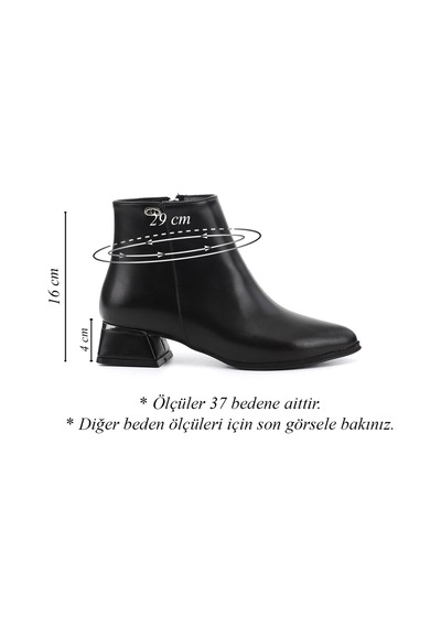 Gönderir Kadın Siyah Fermuarlı Kalın Topuklu Bot Dkzb81535397