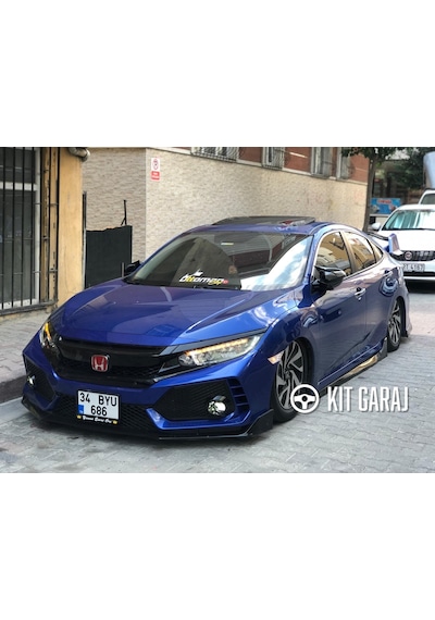 Kit Garaj Honda Civic Fc5 2016-2021 Düz Piano Black Ön Lip Plastik Boyalı