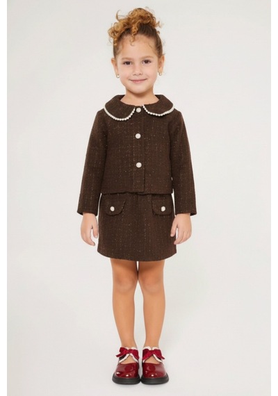 My Kids Wear Kız Çocuk Bayramlık İnci Detaylı Tüvit Takım 12543 Kahverengi My Kids Wear Kız Çocuk Bayramlık İnci Detaylı Tüvit Takım 12543 Kahverengi