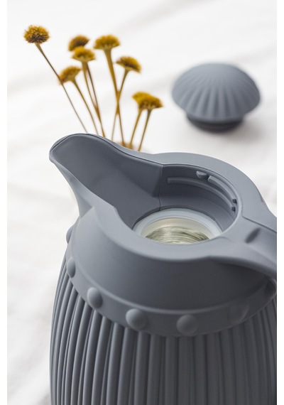 Isı Yalıtımlı Çay Ve Soğuk Su Termosu Soft Gri (12 Saat Sıcak Tutar& İçi Camdır) 1 LT