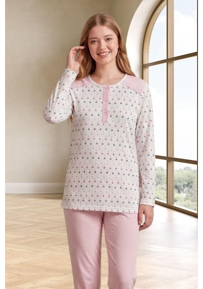 Mecit Pijama Mecit 6360 Pembe Kadın Sabahlık Pijama Gecelik Set