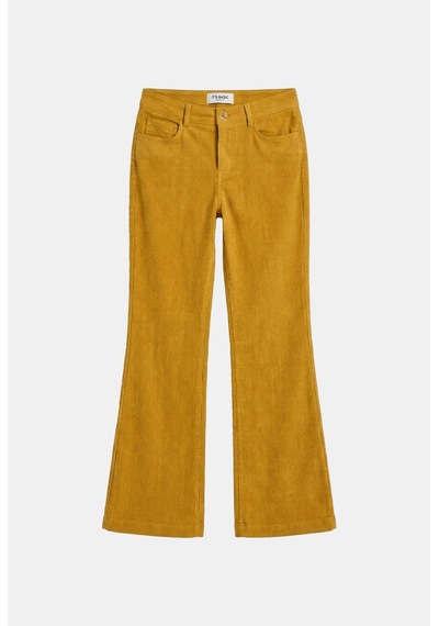 Kadın Hardal Sarı Flare Fit Velvet Kadife Kumaş Pantolon