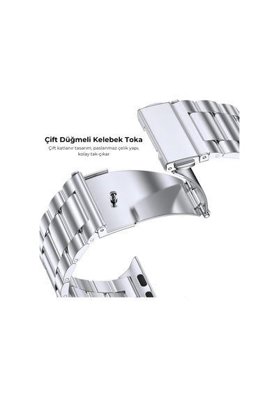 Apple Watch Uyumlu Premium Üç Bakla Paslanmaz Çelik Kordon - 49mm/46mm/45mm/44mm/42mm/41mm/40mm/38mm Uyumlu - Apple Watch Se Series 3/2/1 & Watch Ultra 3/2/1 & Series 11 10 9 8 7 6 5 4 3 2 1 Çok Renkli Apple Watch Uyumlu Premium Üç Bakla Paslanmaz Çelik Kordon - 49mm/46mm/45mm/44mm/42mm/41mm/40mm/38mm Uyumlu - Apple Watch Se Series 3/2/1 & Watch Ultra 3/2/1 & Series 11 10 9 8 7 6 5 4 3 2 1 Çok Renkli